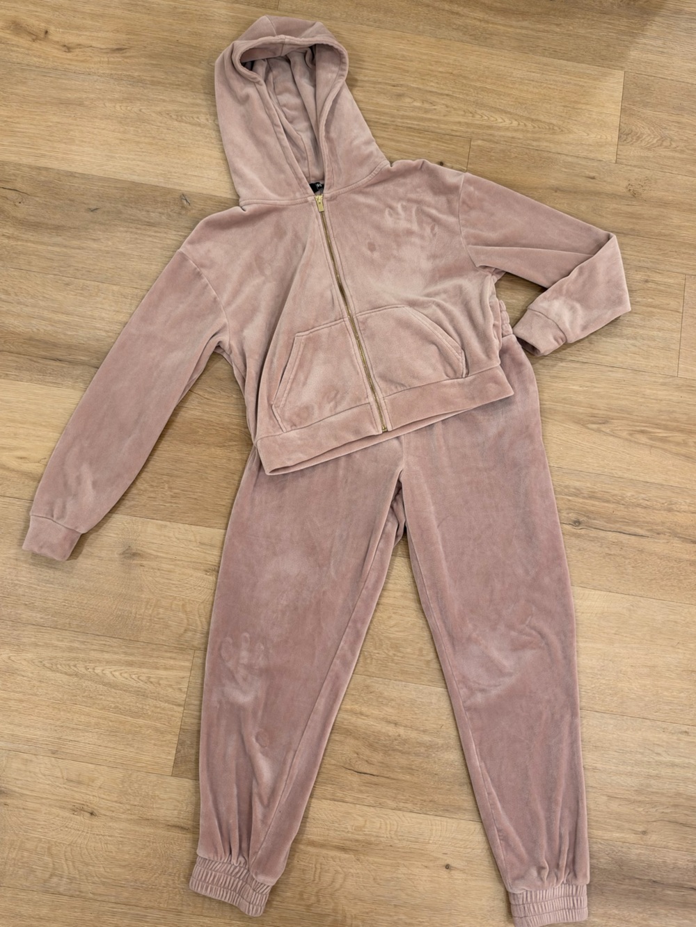 Express Women's Plush Hooded velour set - Dusty Rose